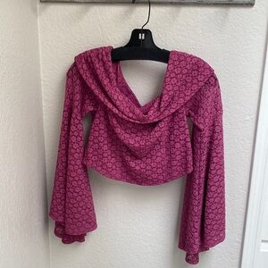 free people lace cropped bell sleeve top